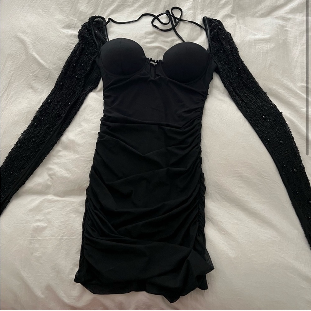Oh Polly embellished black dress